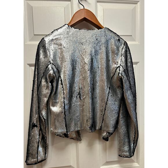 Chaser Lined With Reversible Sequins Open Front Jacket, Size S - Picture 4 of 7